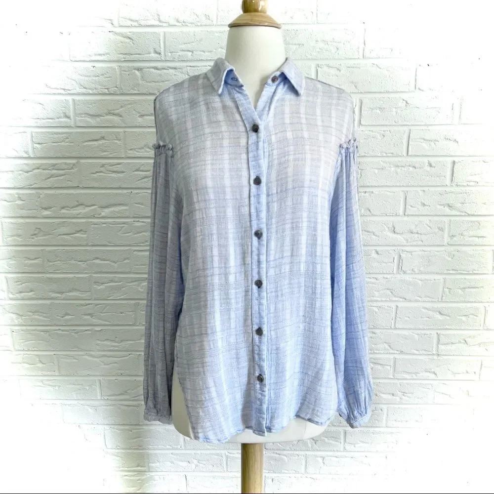 Free People Headed To The Highlands Blue Blouse Small